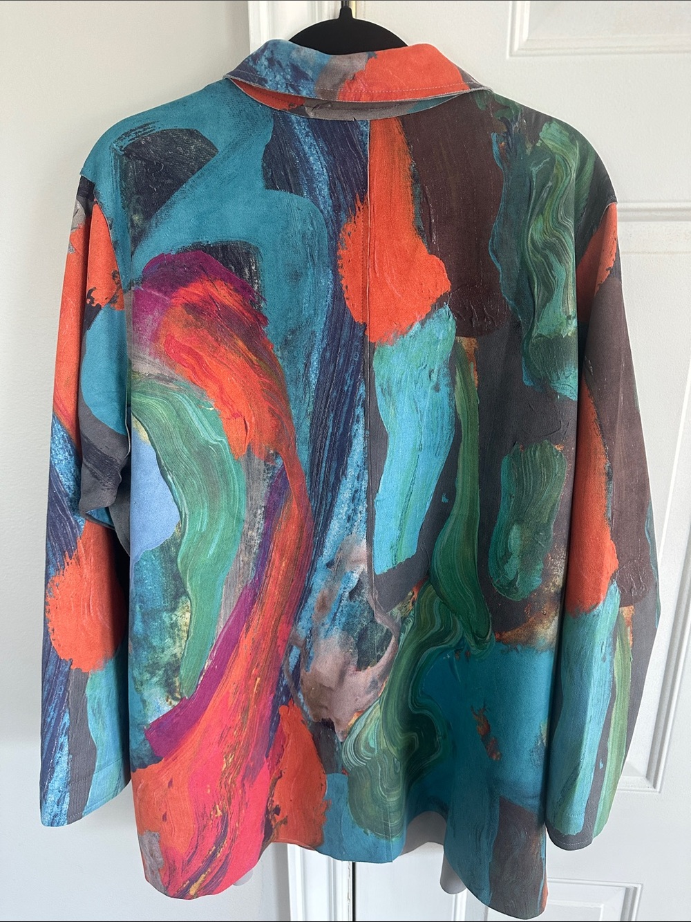 Colorwash Abstract Blazer Jacket - Claire Desjardins- Teal, Green & Coral - Picture 13 of 16